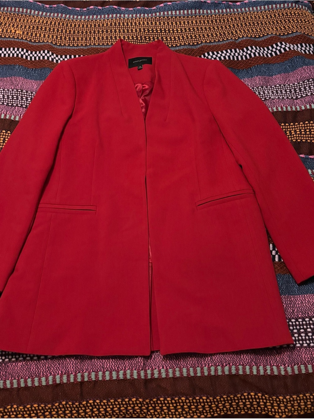 Banana Republic Red Open-Front Blazer Jacket